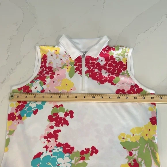 Izod Golf Sleeveless Polo Zip Floral Colorful Size Small - Picture 5 of 9